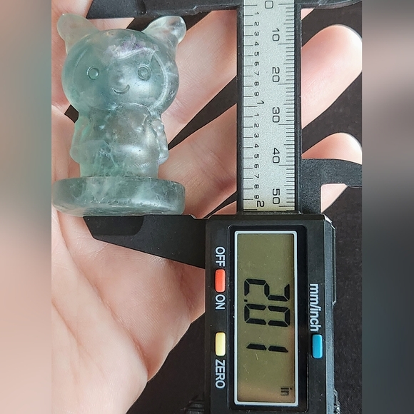 Green Fluorite Kuromi Crystal Carving. Hello Kitty Sanrio Kuku Crystals - Picture 5 of 6
